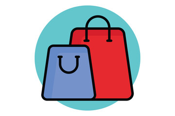 Shopping bag colored outline icon. icon related to bill and payment. business elements vector illustration