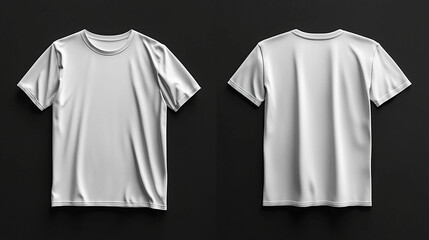 Mockup of a white t-shirt with front and back view displayed on a black background for stylish apparel design
