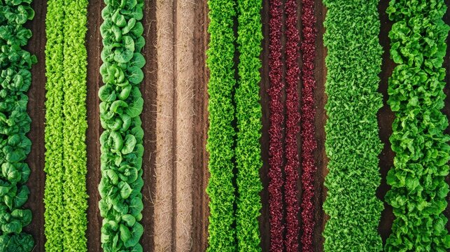 Organic crop rotation system with alternating rows of vegetables to promote soil health