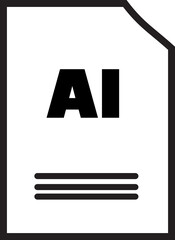 AI File Icon: A simple and modern illustration of an AI file icon, perfect for use in presentations, websites, or any digital project. This black and white icon is easily recognizable and versatile.