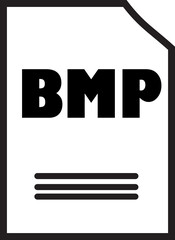 BMP File Icon: Simple and bold black BMP file icon on white background 