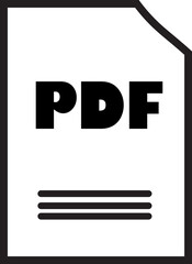 PDF File Icon:  A simple, bold, and modern icon representing a PDF document. The clean design features a stylized PDF file with a black outline and "PDF" text in bold font.