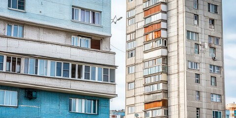Fototapeta premium Residential Buildings Showing Social Stratification Between Wealthy and Poor | Urban Development and Society Concept