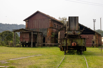 old steam locomotive in the countryside