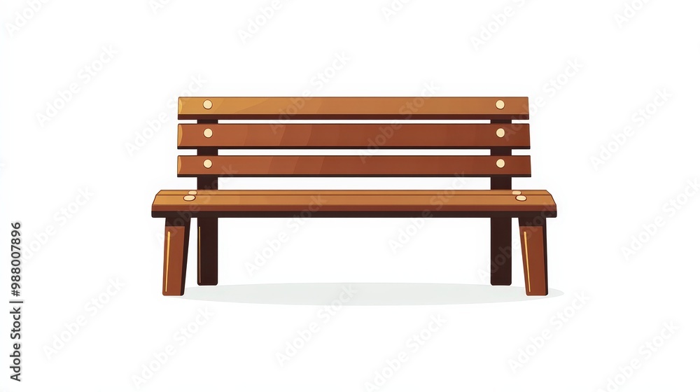 Poster old wooden park bench isolated on a white or transparent background, depicted in a clean and minimal
