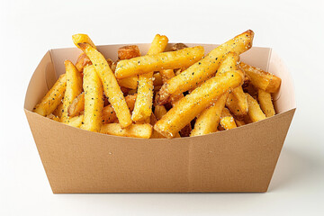 French fries in a cardboard box – perfect for casual snacking and fast food indulgence