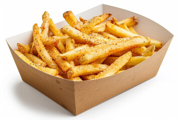 French fries in a cardboard box – perfect for casual snacking and fast food indulgence