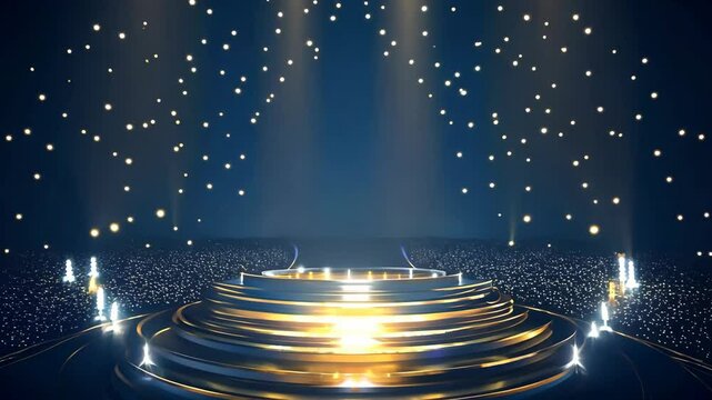 Stylish black and gold product advertisement podium, glitter luxury media promotion video