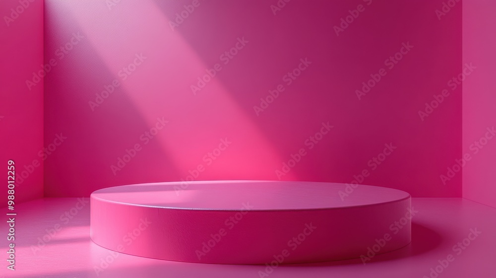 Poster render abstract minimal futuristic pink backgroun empty cylinder podium or roun stage blank showcase