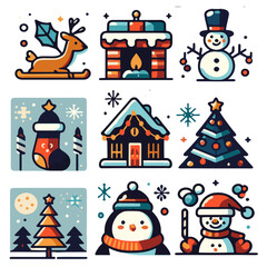 Set of christmas icons dor decoration