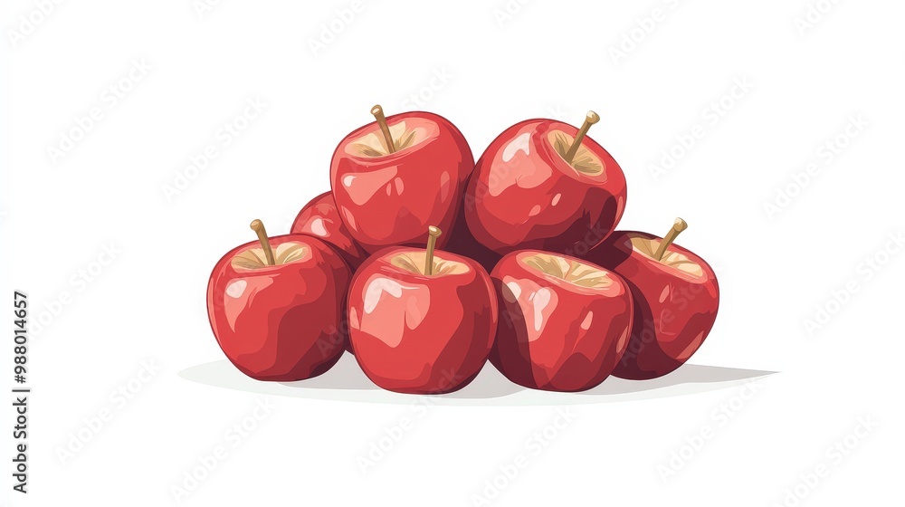 Aufkleber minimalist vector illustration of red apples stack on white background with elegant design