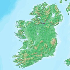 Blank physical topographic map of Ireland