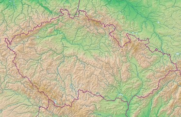 Blank physical topographic map of Czechia