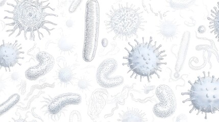 3D Rendered Illustration of Various Microorganisms