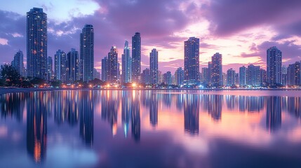Fototapeta premium Cityscape Reflection at Dusk
