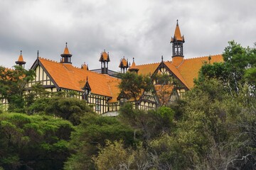 Rotorua Museum in the government gardens  Rotorua, Bay of Plenty, New Zealand.