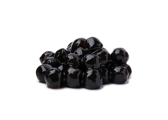 Pile of dark tapioca pearls isolated on white