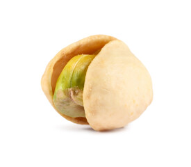 One tasty pistachio nut isolated on white