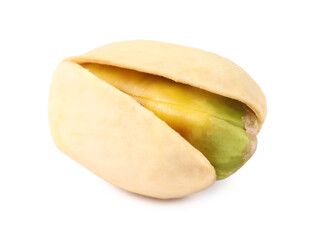 One tasty pistachio nut isolated on white