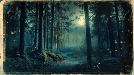 Fototapeta premium Mystical Forest with Moonlight Glow