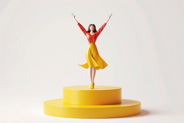 ai generative 3d model mini female on podium