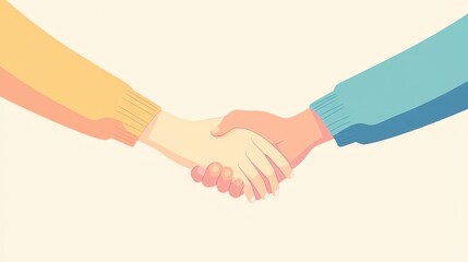Minimalist Flat Vector Illustration of Interlocked Couple's Hands on Transparent Background with Pastel Palette