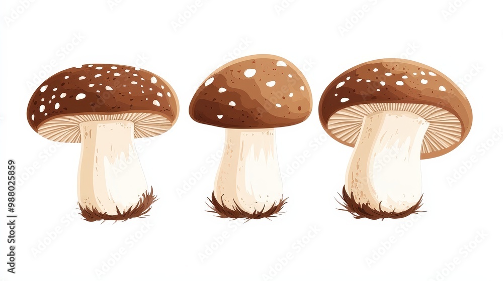Poster simple shiitake mushroom vector illustration on white background with copy space