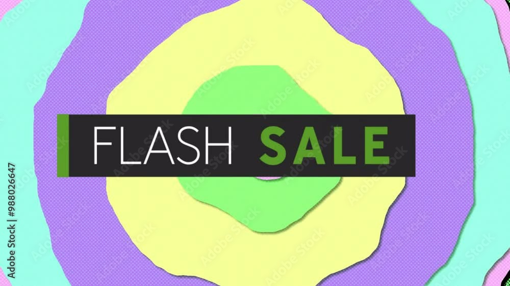 Poster animation of flash sale text over vibrant pattern background