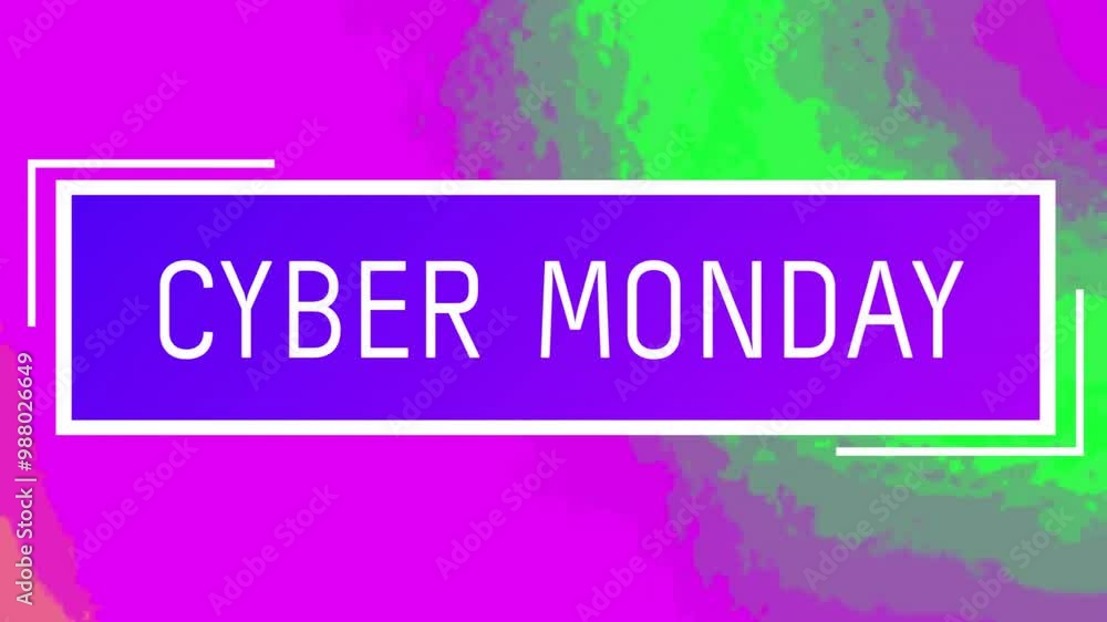 Poster animation of cyber monday text over vibrant pattern background