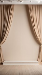 beige product empty mock curtains background display stage light podium  background beige curtain dais light texture abstract bright design empty modern interior window wall room home luxury space