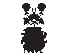 vector simple line-art of rose tree flower tub
