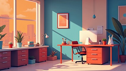 workspace surreal abstract background