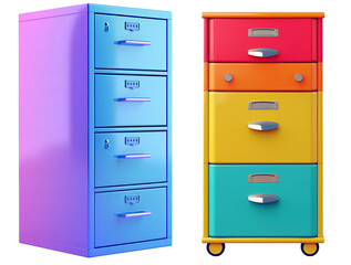 set of colorful filling cabinet. Office Theme. 3D Cartoon Animation Style.
