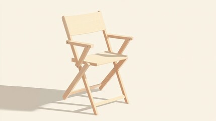 Modern Minimalistic Vector Folding Chair with Armrests on Transparent Background in Soft Pastel Tones