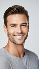 Obraz premium looking handsome man background smiling white olated portrait camera guy smile portrait model photogenic face man person male happy 1 looking white caucasian young studio people adult background