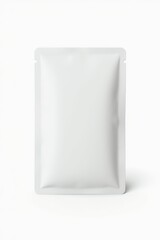 Blank white aluminum foil plastic sachet packaging mockup isolated on white background