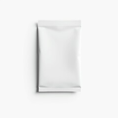 Blank white aluminum foil plastic sachet packaging mockup isolated on white background
