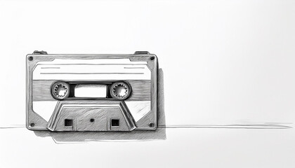 Fototapeta premium Hand Drawn Sketch of a Retro Audio Cassette Tape