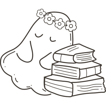 recommend clip art: Cute nerd ghost girl with book for Halloween teacher decoration