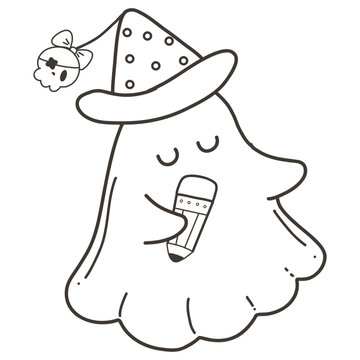 recommend clip art: Cute nerd ghost girl with book for Halloween teacher decoration