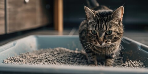 Adding clumping bentonite filler to the litter box for cats