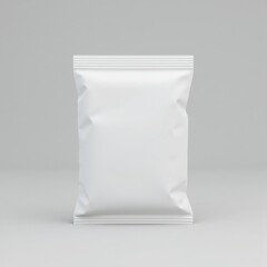 empty white plastic sachet packaging isolated on white background