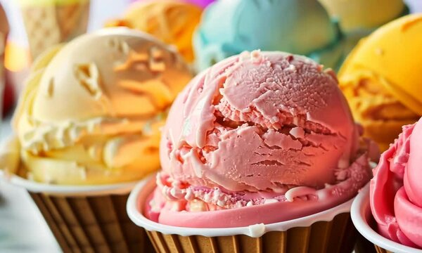 A row of ice cream cups with different flavors 4K Video