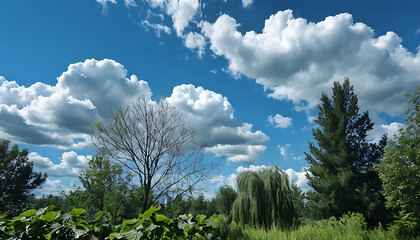 Obraz premium Spectacular altocumulus cloudscape over lush green landscape