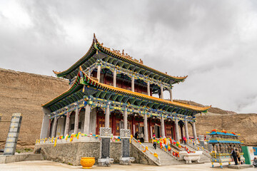 A temple at the Kunlun mountain pass in Qinghai's Hoh Xil or no mans land, China