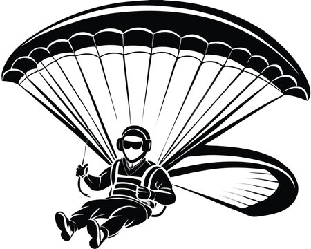 black paraglider soaring in the sky