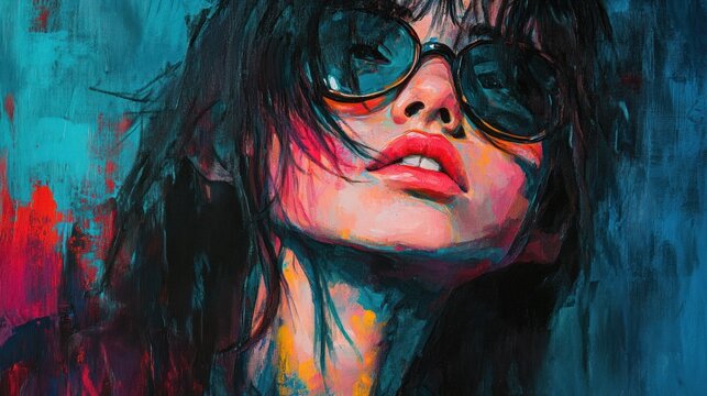 Artistic portrait of a teenage woman, captured in a creative and expressive style that highlights her individuality and youthful energy, with a focus on vibrant colors and dynamic composition.