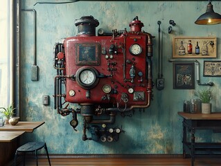 Steampunk Machine Wall Art: Industrial Design & Vintage Aesthetics