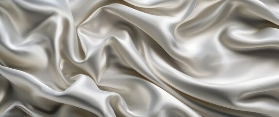 Obraz premium A close-up view of smooth, flowing white silk fabric with delicate folds and creases