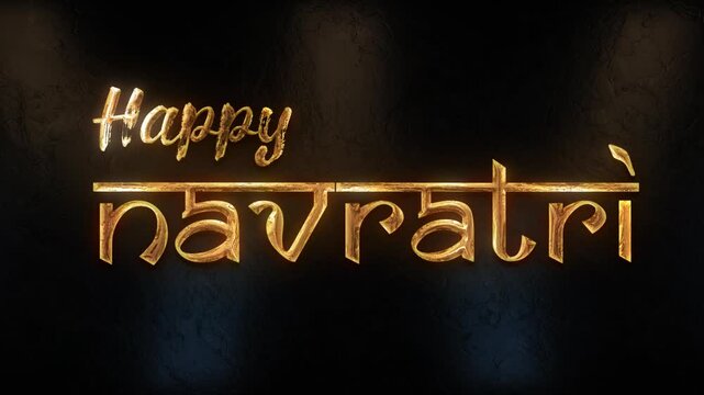 Gold  Happy Navratri animation text